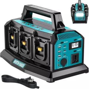 6A 고속 충전기가 장착된 1200W 통합 파워 인버터 마키타 18V 배터리용 6포트 120V AC 콘센트가 휴대용