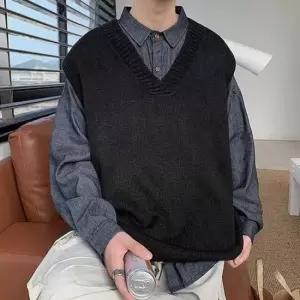 남자데일리청조끼 남성 니트 간절기 레이어드 조끼 코디 브이넥