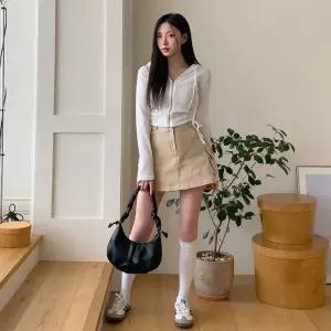 [하프클럽/]여성 슬림핏 후드집업 골지 스트랩 절개 디자인
