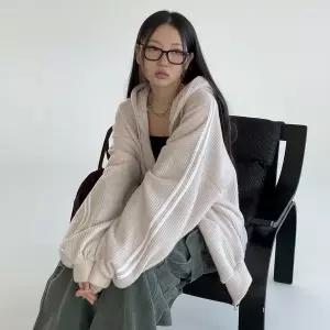 [하프클럽/]여성 후리스 투웨이 루즈핏 골지 후드 집업