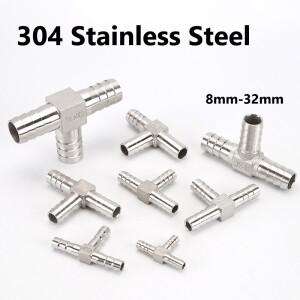 8mm 10mm 304 스테인리스 스틸 삼방 파이프 피팅 커넥터 T형 호스 테일 바브