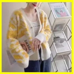 파스텔니트가디건 번짐 파스텔 큐빅 단추 가디건
