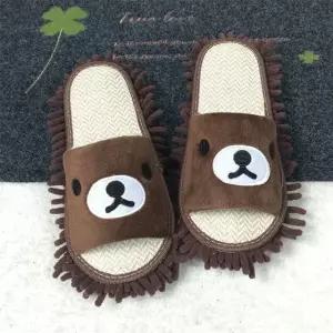 편리한 극세사 곰돌이 청소슬리퍼 청소실내화 청소거실화 청소용슬리퍼 (WE934AA)