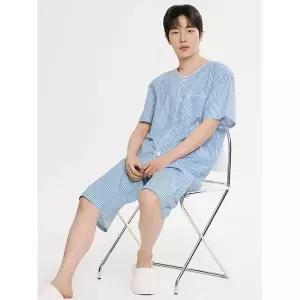 [하프클럽/메이플라워]블루ST 반팔 순면 남성 빅사이즈 잠옷 세트