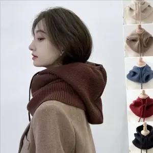 레이어드 니트 후드 워머 여성 페이크 후드 워머 가을 겨울 레이어드 니트 후드