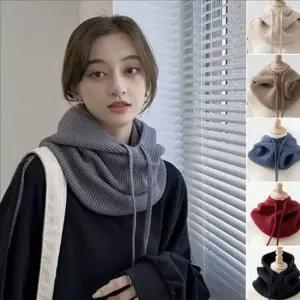 레이어드 페이크 후드 워머 데일리 겨울 니트 워머 여자 가을 레이어드 페이크 후드