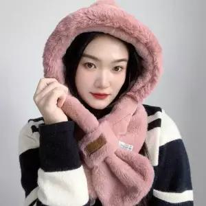 소프트퍼 머플러 후드 핑크 후드숄머플러 후드머플러