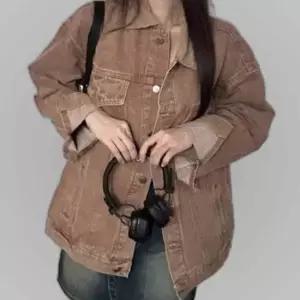 여성 캐주얼 박스핏 청자켓 1P 카라 배색 외투 데님
