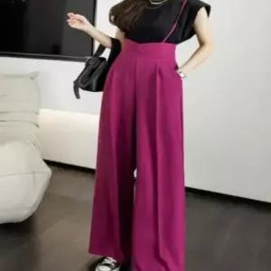 G125795 하이웨스트 멜빵 와이드 팬츠 정장 슬렉스