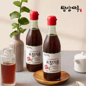 [밥상마루] 100% 참깨로 만들어 진한 참기름 350ml 2병 / NO벤조피렌 인증 / 에어셀 안전포장