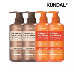 쿤달 네이처 샴푸 베이비파우더 500ml x2개+바디워시 베이비파우더 500ml x2개