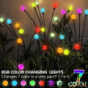 10개 LED 야외 태양광 반딧불 조명 따뜻한 백색 RGB IP65 방수 정원 스타버스트 산책로 마당 파티오 조경용