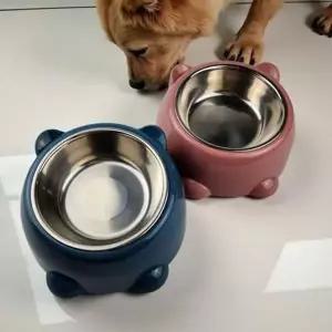 [RIZPICK]강아지 식기 1구 고양이 식기 도자기 분리형 높은 밥그릇 스텐