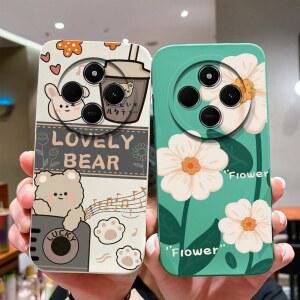 Redmi 14C 범퍼 케이스 용 귀여운 곰 커버 Xiaomi 14 C Funda 하우징 액체 연질 실리콘 고품질 충격 방지