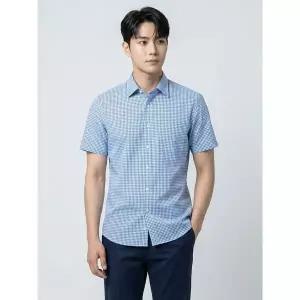 [파크랜드]블루 린넨혼방 깅업체크 셔츠 A6DS2210641A_P424277953