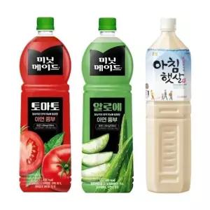 한번에먹자 1.5L 과즙음료 혼합 3종 / (미닛메이드 알로에 2개 + 토마토 2개) + 웅진 아침햇살 2개