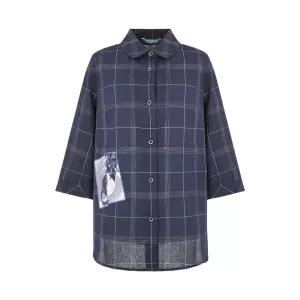 [크로커다일레이디] 크로커다일레이디 핀체크 롱기장 셔츠형 브라우스CLDMBL120