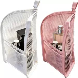 체이스펀 2PCS 스탠딩 세면도구 가방 접이식 투명 걸이 여행용 화장품 칫솔 및 대용량 방수 EVA 정리함