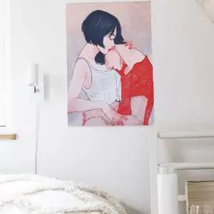 벽걸이 천 포스터 로맨틱 인물 그림 침실 인테리어 장식용 원단 액자