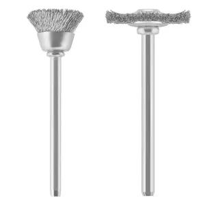 Dremel 447 2피스 카본 스틸 브러시 세트는 연질 철 금속의 녹 및 부식 제거에 이상적입니다
