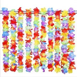 5/0pcs 열 대 하와이 파티 해변 테마 장식 용품에 한 다채로운 실크 Leis 꽃 화 환 목걸이