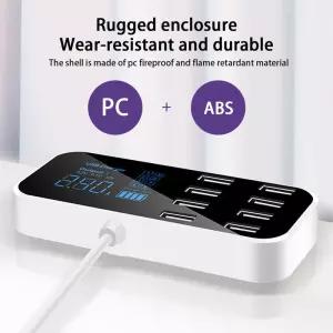 LED 디스플레이가 있는 USB 차량용 충전기 고속 충전 멀티 소켓 자동차 라이터 스테이션 허브 8 포트