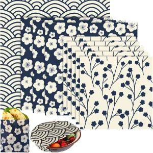 Tigeen 9팩 재사용 가능한 밀랍 포장 용 Chinoiserie 종이 사워도우 빵 치즈 왁스 천 샌드위치 포장지 XL 3