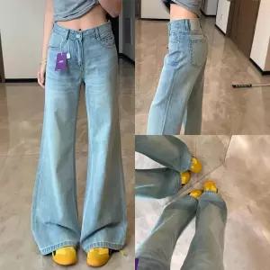 스파이더맨 팬츠 여성용 여름 빈티지 연청 청바지 OPH2