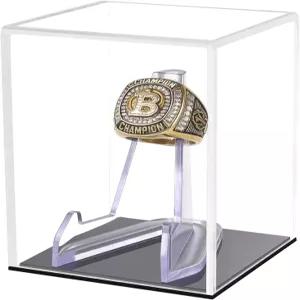 스포츠 야구 소프트볼 축구 싱글 링 코인 홀더 스탠드 베이스로 보호되는 투명 아크릴 케이스 디스플레이