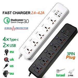 범용 멀티탭 연장 소켓 포트 QC3 2M 안전 타입 UK 20W 서지 플러그 EU 프로텍터 0 싱가포르 AU C US USB