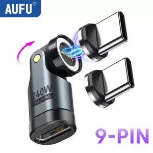 [호환] AUFU 9핀 마그네틱 USB C OTG 어댑터 PD 240W 고속 충전 마그넷 타입 암 커넥터  17 16 노트북용