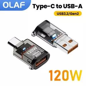 [호환] Olaf 120W 유형 C-USB A OTG 어댑터 USB 3.2-유형 C  15 16 Macbook iPad Huawei P60 용 고속 충전