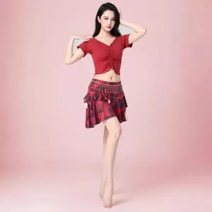 벨리댄스 의상 반팔 짧은 치마 세트 라틴복장 사교