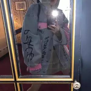 무천도사 여성용 여성 청 가을 프린트 레터링 멋스러운 긴팔 코트 자켓 차이나 KKE3