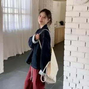 무천도사 상의 쇼트 자켓 긴팔 코트 트렌드 여성 여성용 청 가을 KKE3