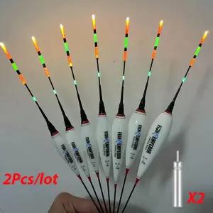 2 개/몫 여름 낚시 LED 밤 빛나는 전자 플로트 부표 CR425 배터리 2024 태클과 대형 부력 3g-13g