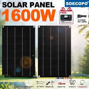 SOECOPO 1600W 휴대용 태양광 패널 키트 2x18V 캠핑용  100A 컨트롤러 및 USB 5V 충전 포함