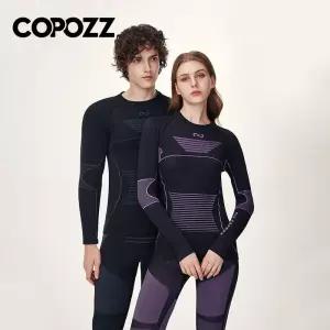 COPOZZ 남성 여성 스키 열 속옷 세트 스포츠 빠른 건조 운동복 피트니스 운동 꽉 셔츠 자켓 정장