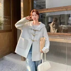 엘럽 점퍼 코트 야구 후드 여자 베이지 모직 캐주얼 원템1