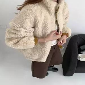 엘럽 여사친 캐주얼 보온 램스울 차이나 양면 진자락 코트 파카 스트링 모피 원템1
