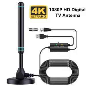 4K/1080P HD 디지털 TV 안테나 자석 베이스 800마일 실내외 VHF UHF 증폭 수신기 DVB-T2용