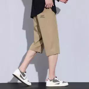 남친 팬츠 캐주얼 여름 트레이닝 쿨링 빅사이즈 프린트 복 얇은 스포츠 칠부 속건 타이포 단보니 아우터 BE