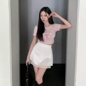 |KHK1C0B|여성용 봄 여름 쉬폰 새틴 레이어드 스커트