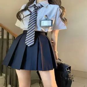 미국하이틴교복 영국 프레피룩 졸업사진 하이틴 주름치마 졸사 단품 졸업
