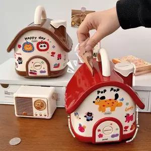 해피 JW13LB72 하우스 저금통 DIY 스티커 꾸미기 동전 지폐 보관함