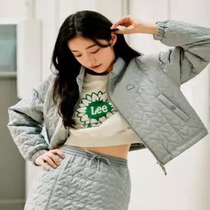 리 우먼 크롭 하트 퀼팅 점퍼 스카이 블루 경량패딩 퀼팅점퍼 LE2303JK61SB 3447