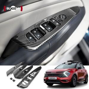 [호환품]Kia 호환 Sportage NQ5  4pcs 창 리프팅 스위치 패널 장식 커버 탄소 섬유 스티커 인테리어 호환