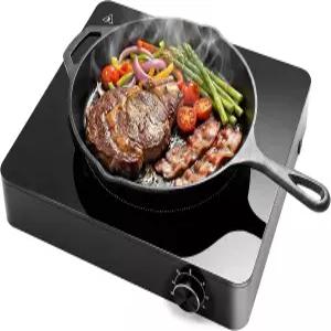 빈리토 휴대용 싱글 버너 전기 쿡탑 1200W 110-120V 조리대 핫 플레이트 노브 제어 및 6가지 전원 레벨