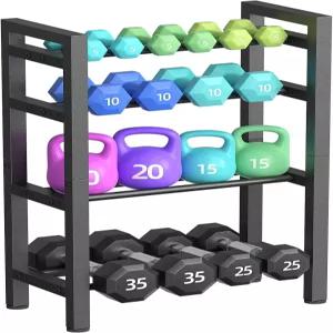 4티어 덤벨 랙 홈 체육관용 조절 가능한 웨이트 헤비 듀티 스탠드 800LBS 용량 케틀벨 수납 운동 장비