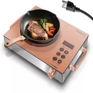 네파라시 전기 쿡탑 싱글 버너 110V 휴대용 스토브 1800W 손잡이 및 터치 컨트롤이 있는 핫 플레이트 1개